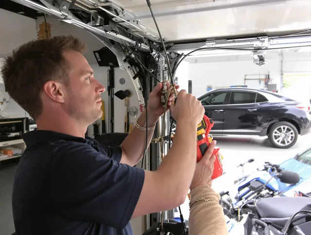 South Pasadena Garage Door Repair safety certified technician performing cable replacement in South Pasadena